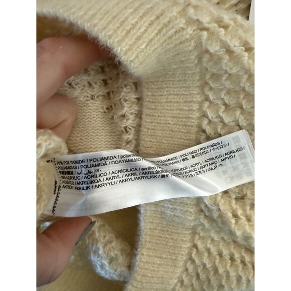 NWT MANGO Open Work Boat Neck Sweater Cream Sz S [jb] - Picture 8 of 10